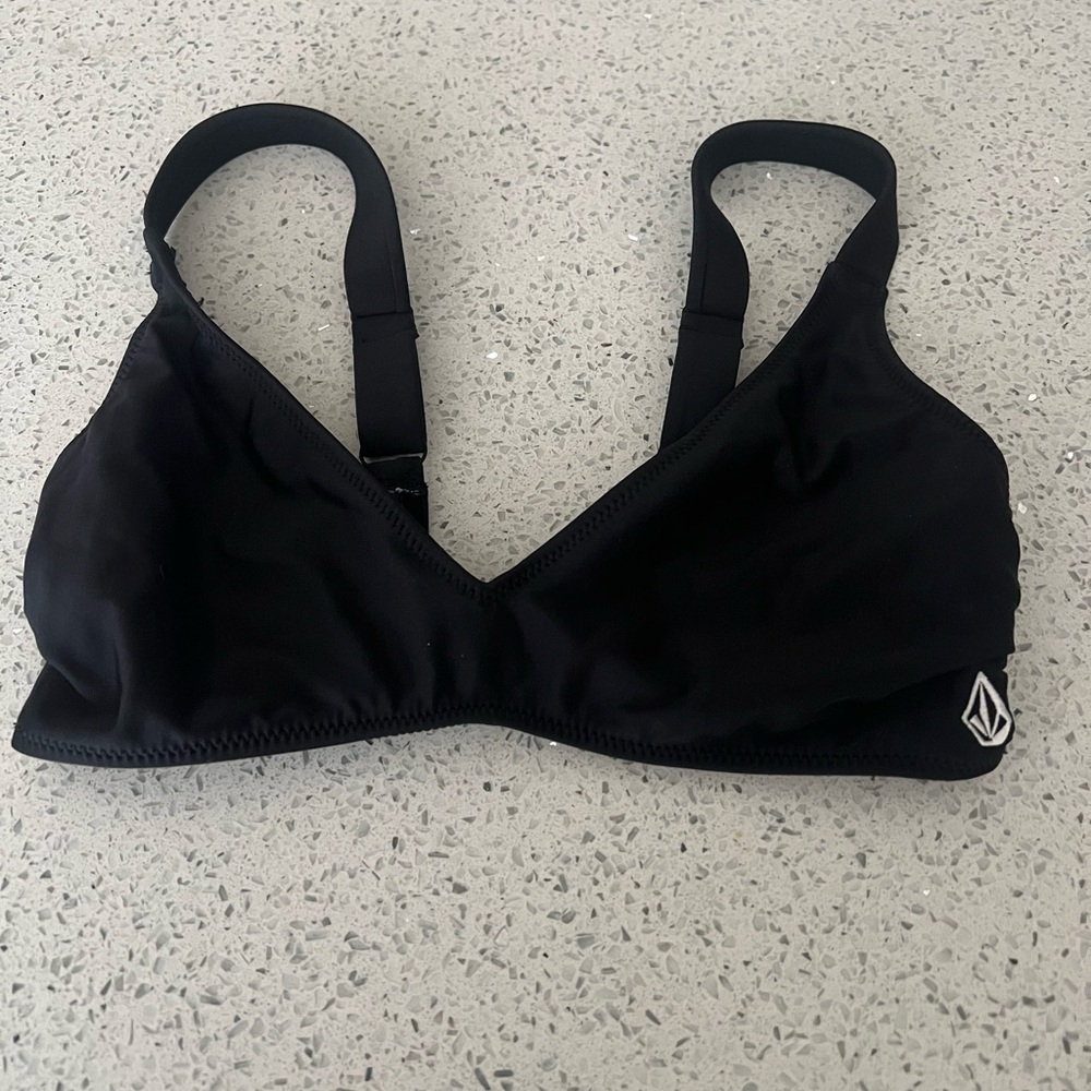 Volcom Black Bikini Halter Top Bathing suit Bra Swim Festival Rave strappy